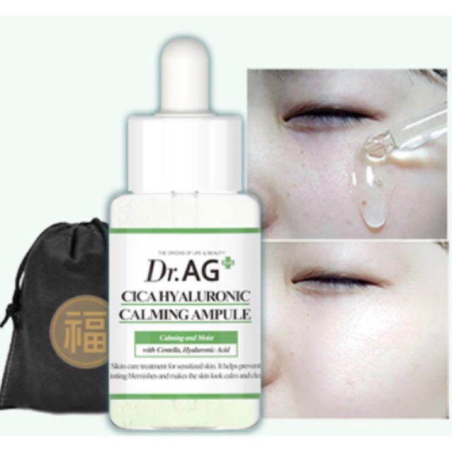 Tinh chất dưỡng làm dịu và căng mịn da Dr.ag+ Cica hyaluronic calming Ampoule, phục hồi da mạnh mẽ, thúc đẩy tái tạo tế bào giúp da khoẻ mạnh