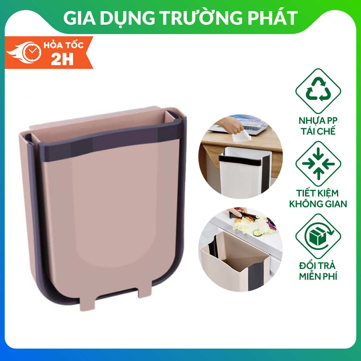 Thùng Rác Gấp Gọn Thông Minh Treo Cạnh Tủ 2 Size Tiện Lợi Full Box
