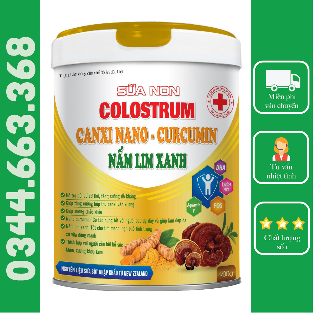 Sữa non Colostrum Canxi Nano Curcumin Nấm Lim Xanh  900g - FreeShip Max - Minh Quân Pharmacy Store