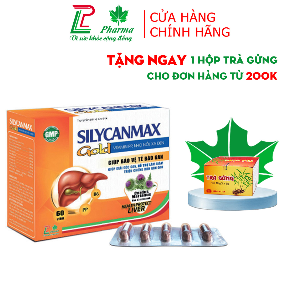 Viên uống giải độc gan Silycanmax Gold LP Pharma - thành phần xạ đen, bồ công anh....giúp bổ gan, mát gan thanh nhiệt, giảm men gan, xơ gan, viêm gan - Hộp 60 viên