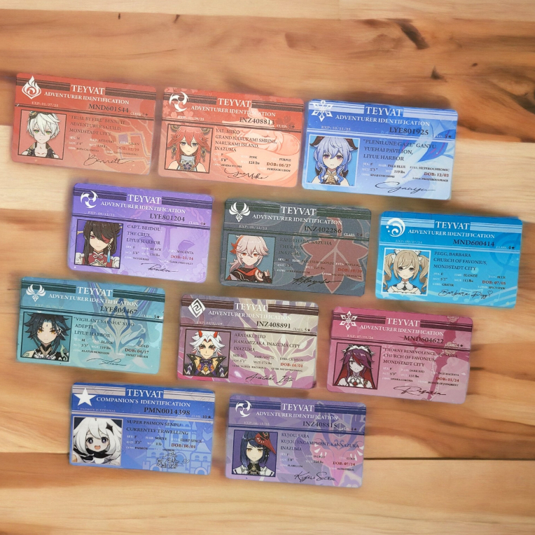 Card nhân vật genshin impact id (yanfei - ganyu - beidou - kazuha - barbara - sara - xiao - itto - rosaria - paimon)