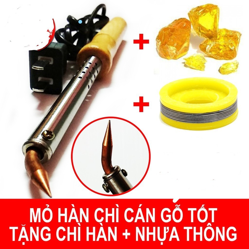 Mỏ hàn chì cán gỗ 60w tặng nhựa thông chì hàn