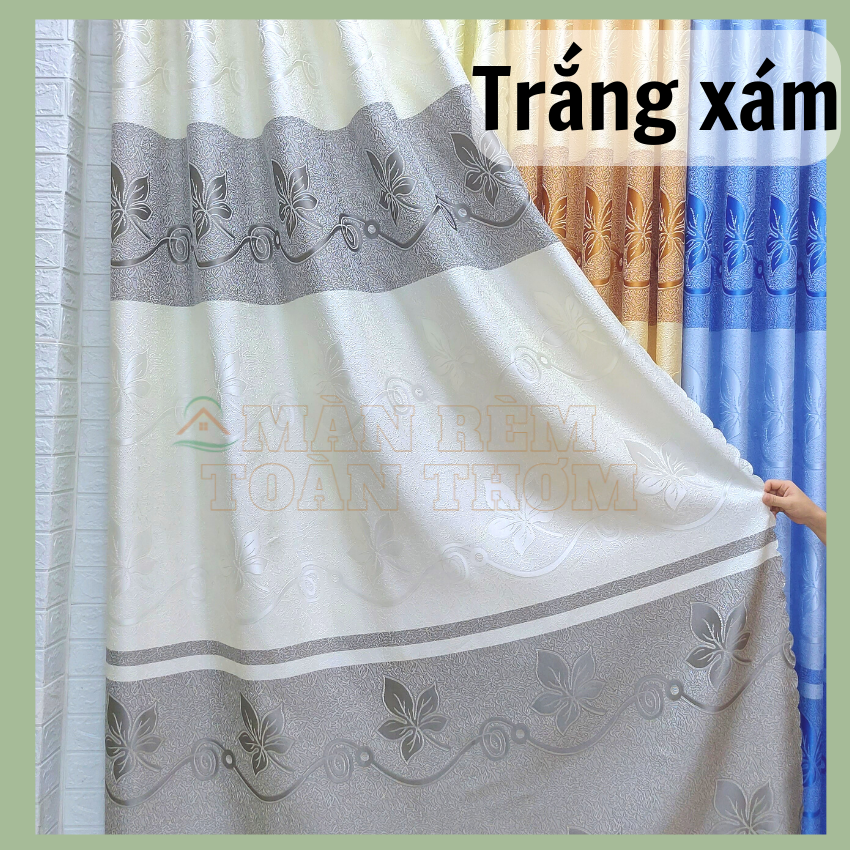 Rèm cản sáng gấm xước loại đẹp chân màu ghi