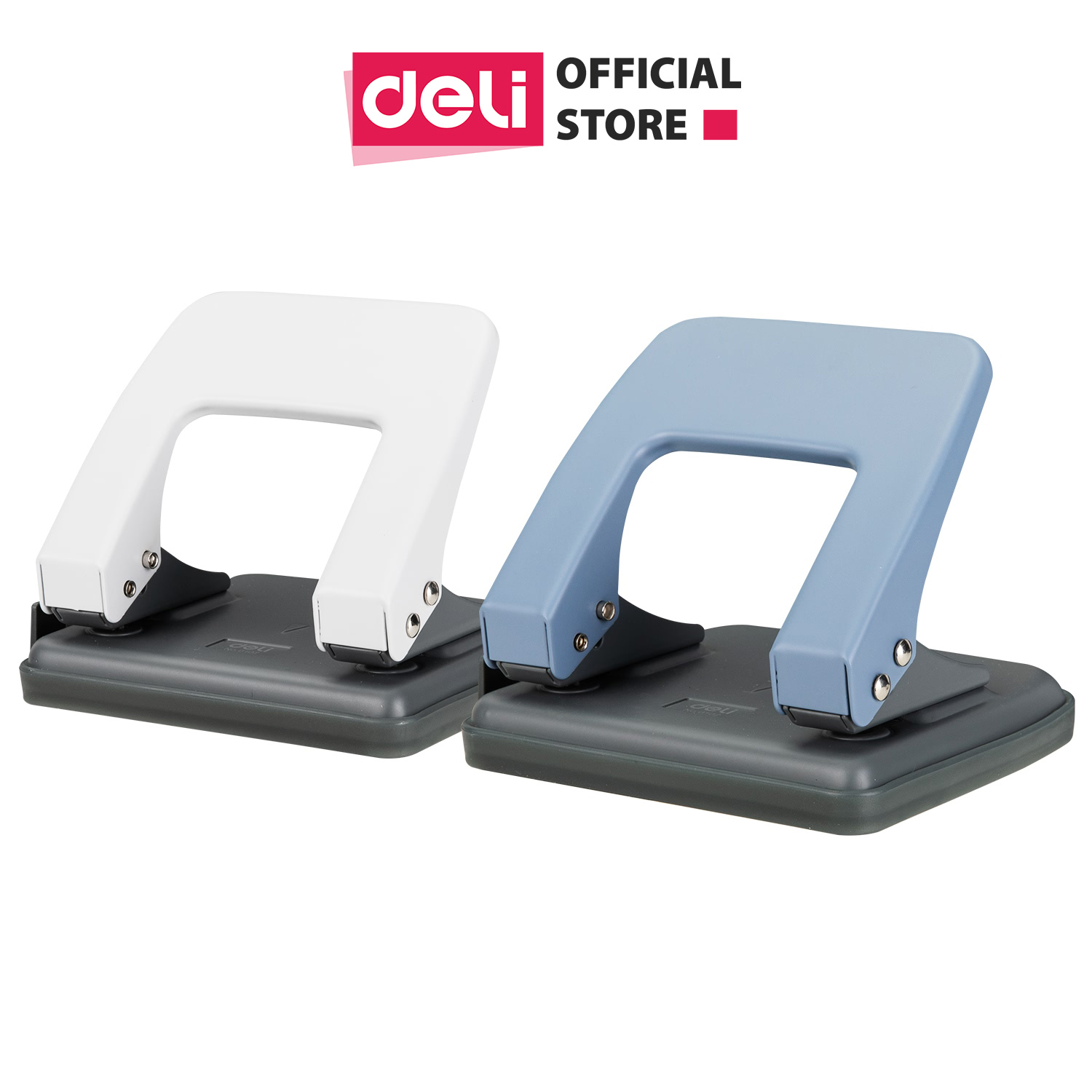 Máy đục lỗ 20 tờ deli, xanh dương, trắng - 1 cái e0102