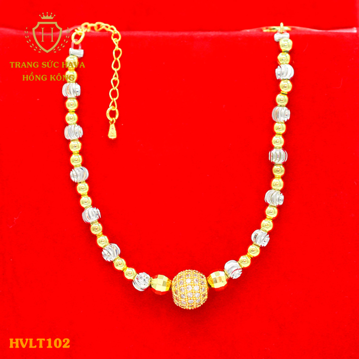 Lắc Tay Bi Nữ, Vòng Tay Mặt Đính Đá Màu Trắng, Titan Xi Mạ Vàng Non 18k, 24k Cao Cấp - Trang Sức Hava Hong Kong