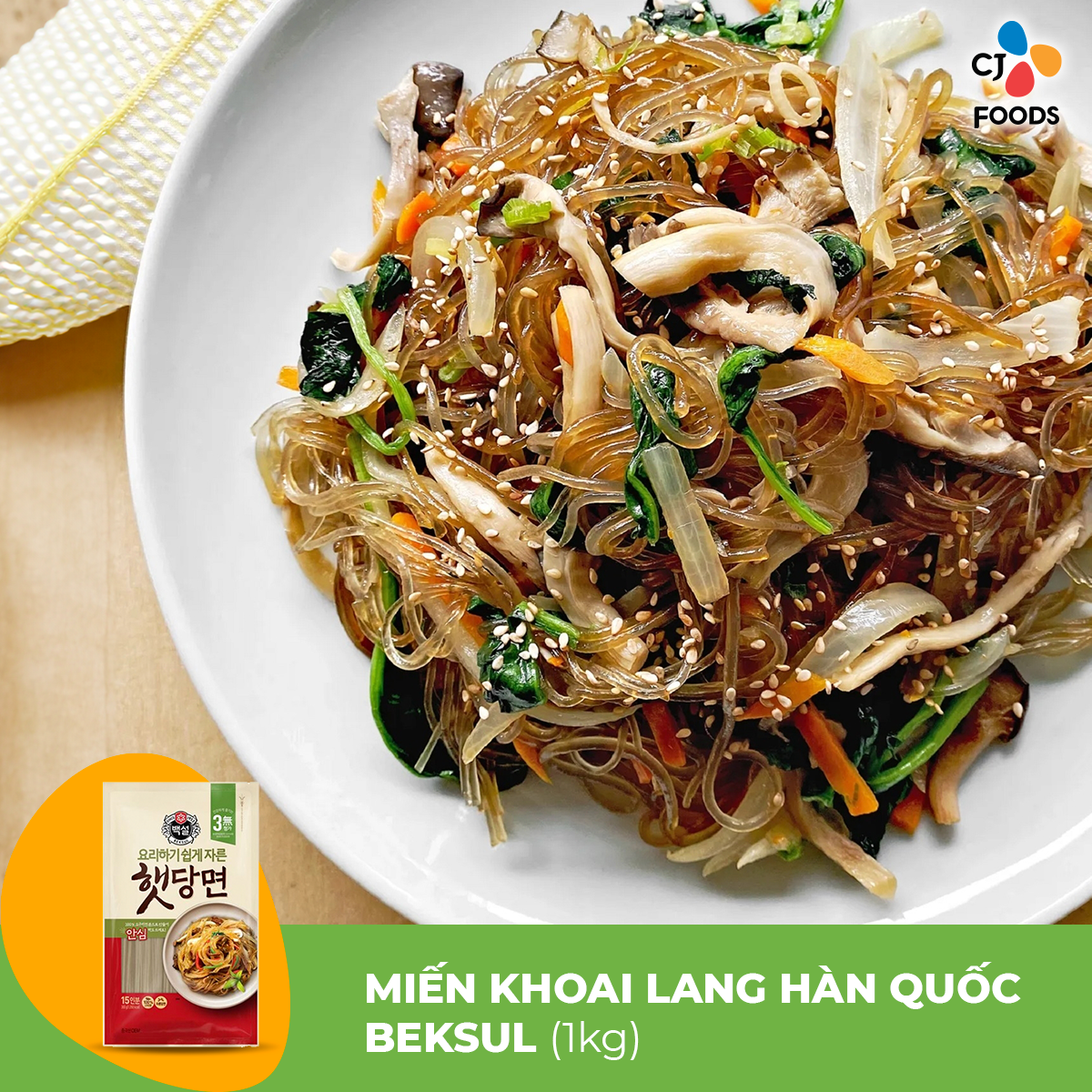 Miến khô khoai lang Hàn Quốc CJ Beksul 1kg - Nhập khẩu từ Hàn Quốc