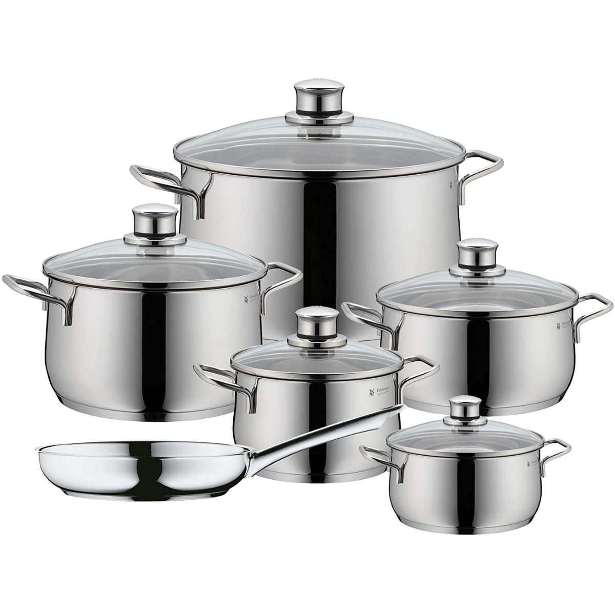 Bộ nồi WMF Diadem Plus 6 món. Nhập khẩu chính hãng, dùng cho bếp từ, bếp điện, bếp ga, hồng ngoại...Phân phối bởi SocHomeStore