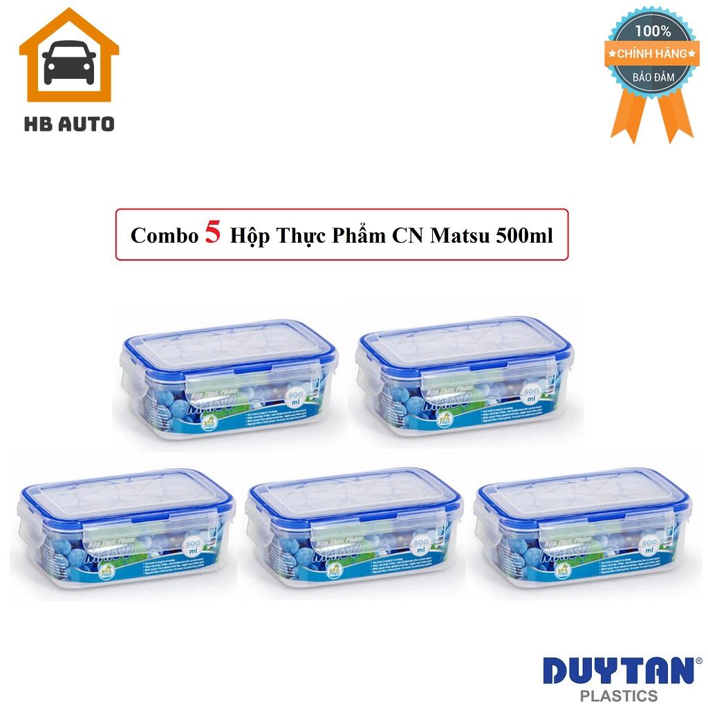 Combo 5 hộp nhựa chữ nhật đựng thực phẩm duy tân matsu 500ml no.431