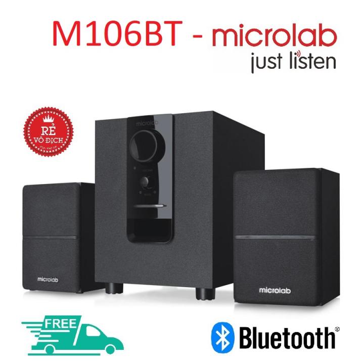 Hàng Chính Hãng - Loa vi tính Bluetooth Microlab M106BT 2.1 BH 12 T, có loa siêu trầm được thiết kế với màng loa 4 inch và các loa vệ tinh có màng loa 3 inch được cấu tạo từ nam châm Neodymium