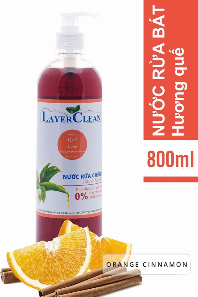 Nước rửa chén hữu cơ layer clean 800ml - hương quế