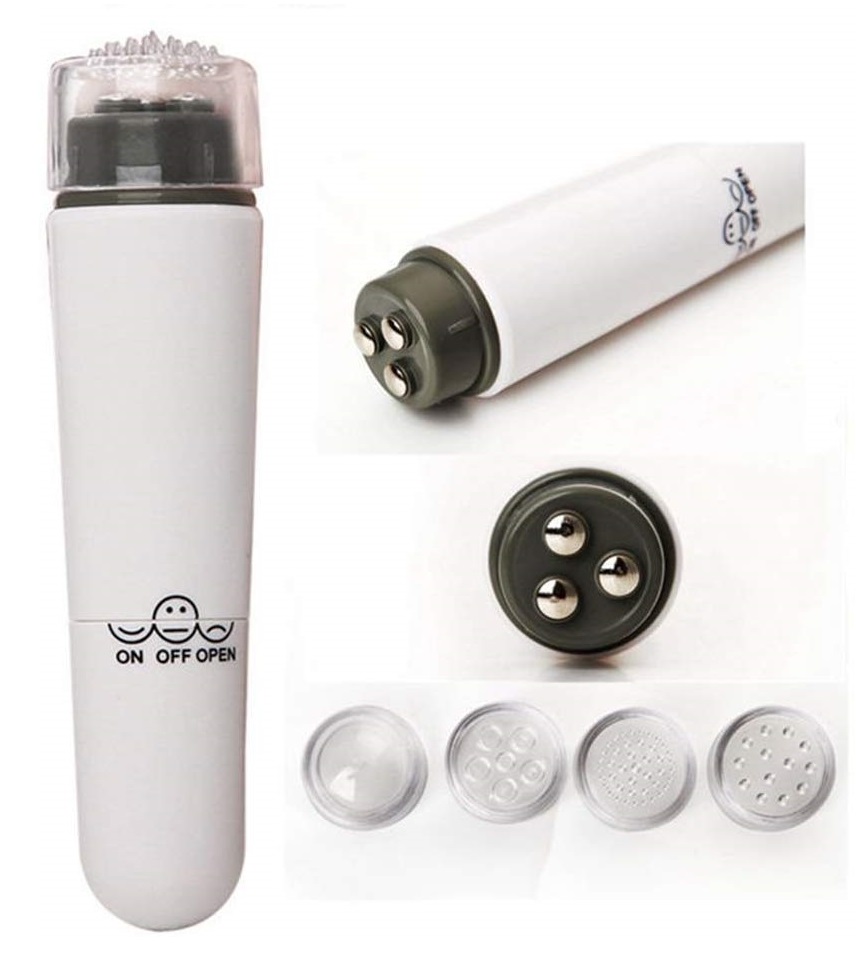 Massage body cơ thể (Tặng Kèm 1 SP Ngẫu Nhiên) - Massage mặt mini cầm tay kèm 4 đầu massage tiện dụng màu trắng (10x2,5cm) - Device Massager Mini