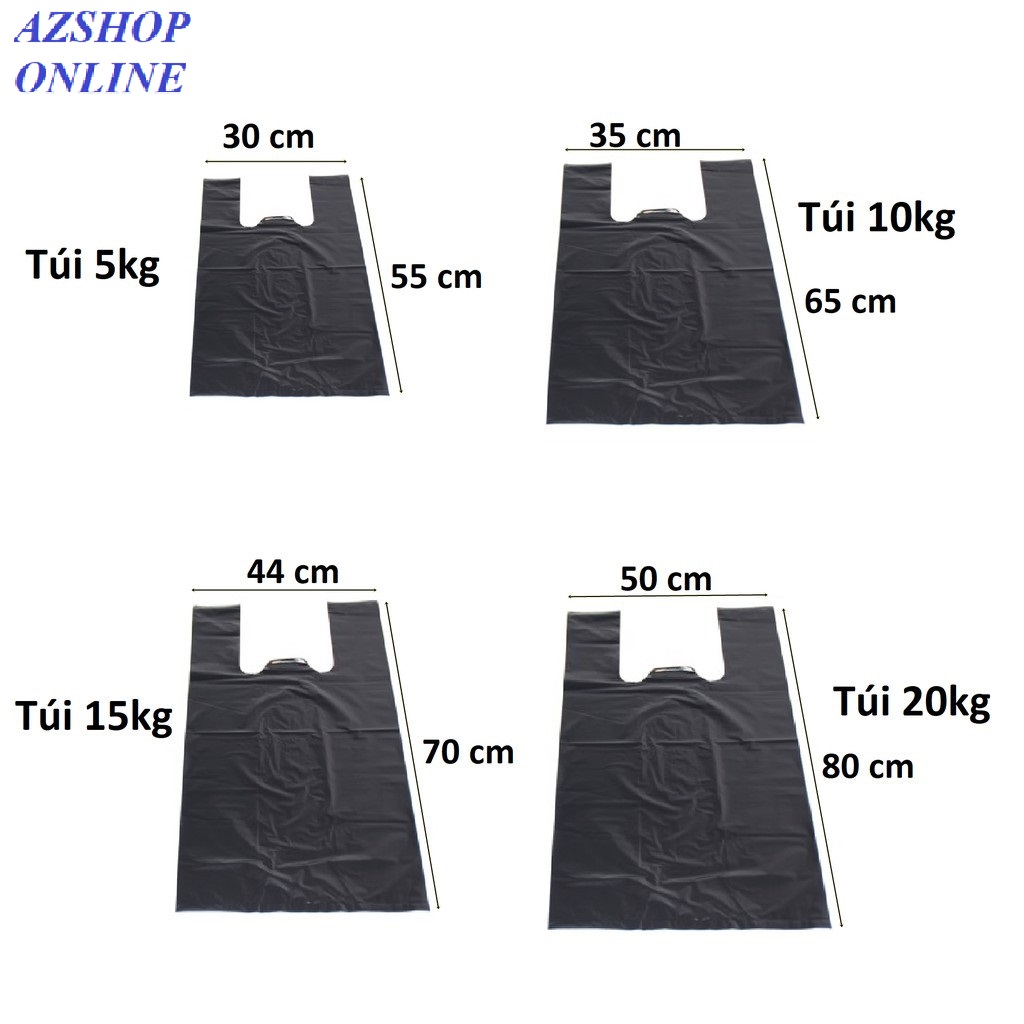 [HCM]Túi 2 quai đen nhiều kích thước ( Hàng zin bóng loại tốt 15kg )