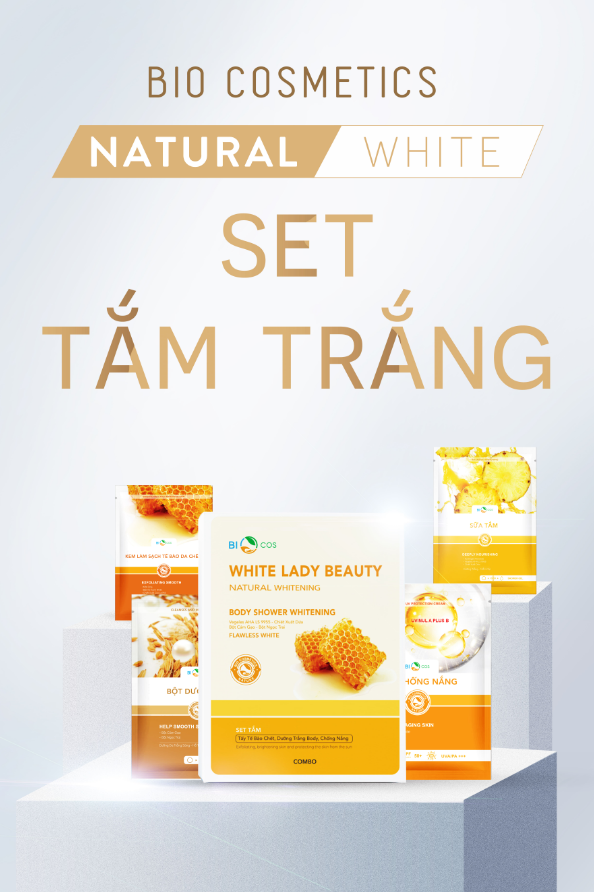 Set tắm trắng toàn thân từ thiên nhiên. Tẩy tế bào chết, Sửa tắm, Bột dưỡng da, Kem chống nắng