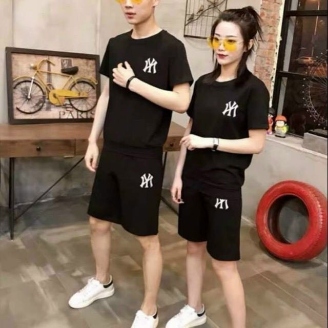 [HCM]Bộ nam thể thao NY sét bộ quần áo nam nữ sét áo thun sét quần đùi V áo đôi nam nữ đẹp Đồ bộ thể thao đồ bộ mặc nhà bộ quần áo Thể thao nam-ĐT