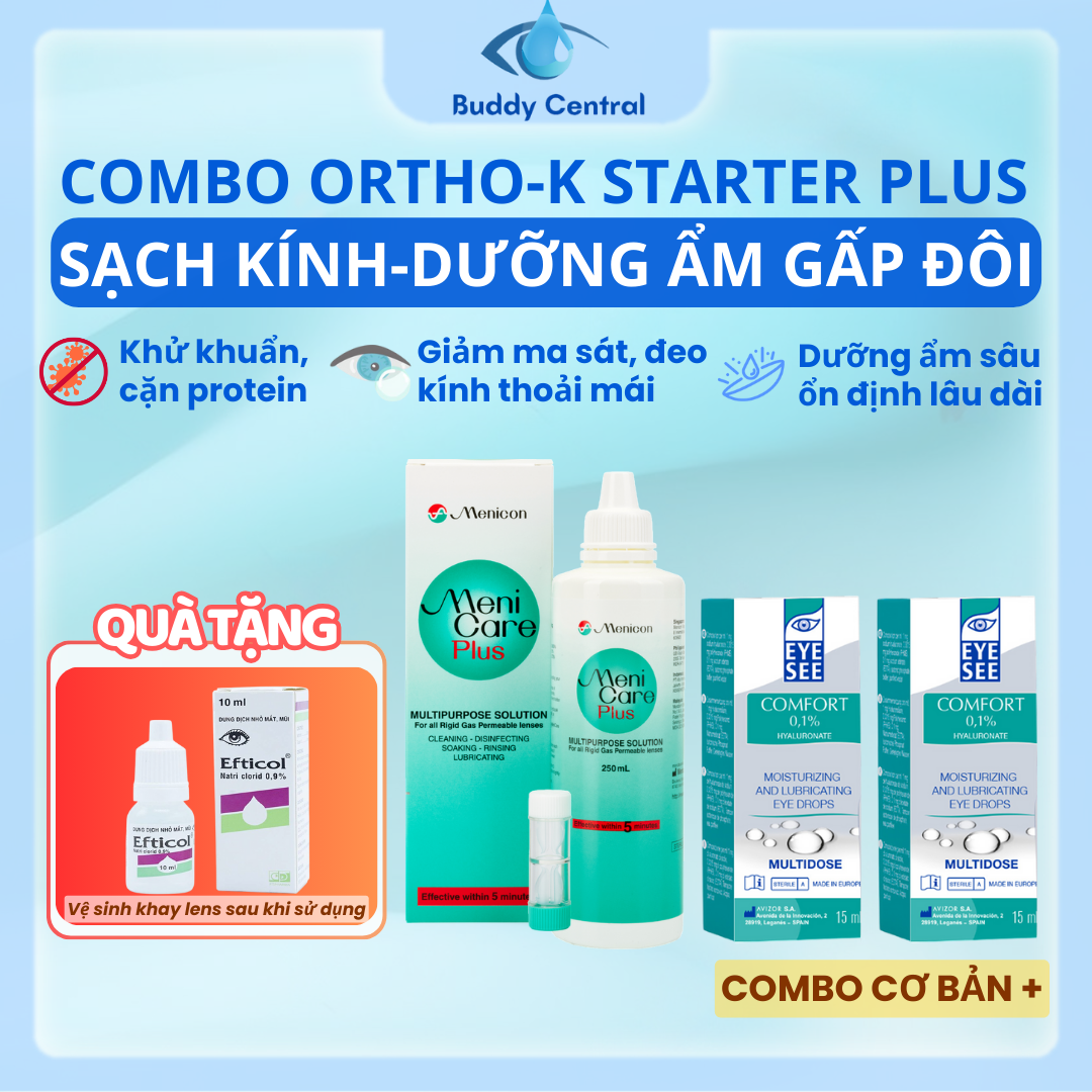 Combo Ortho-K Starter Plus: 2 Avizor Eye See Comfort Eye Drops 15ml and 1 Menicare Soaking Solution 250ml