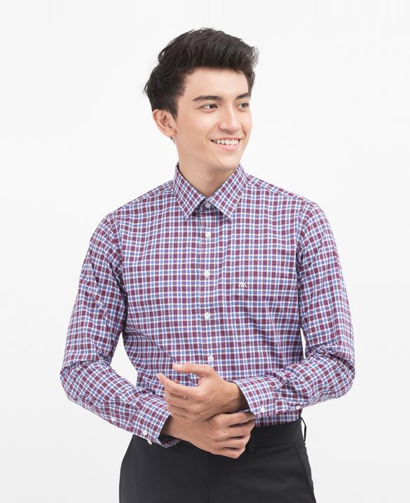 Áo sơ mi regular fit dài tay mattana mam19160018122633 caro đỏ xanh