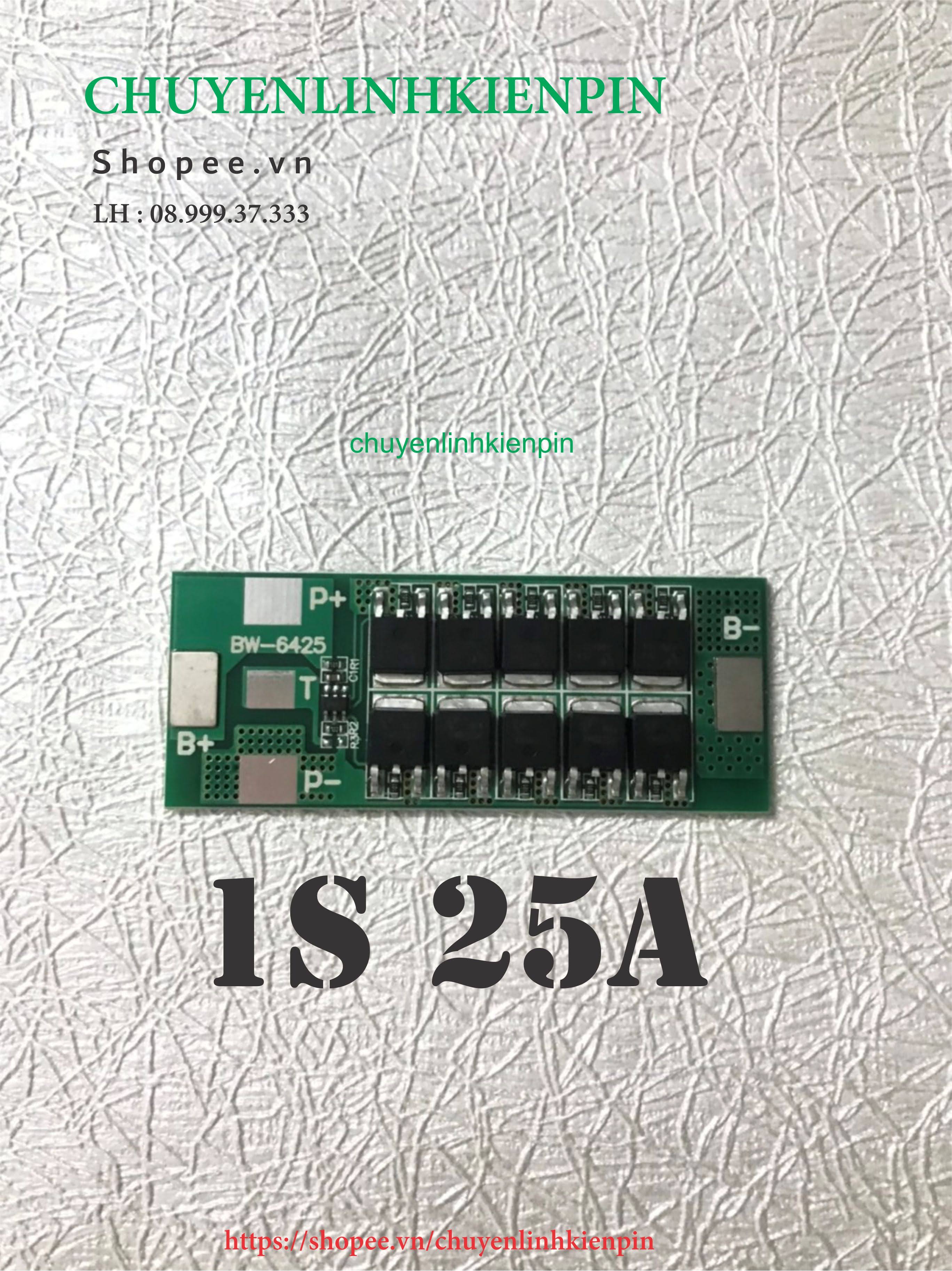 Mạch 1s 3.7v-25a bw bảo vệ pin li-ion