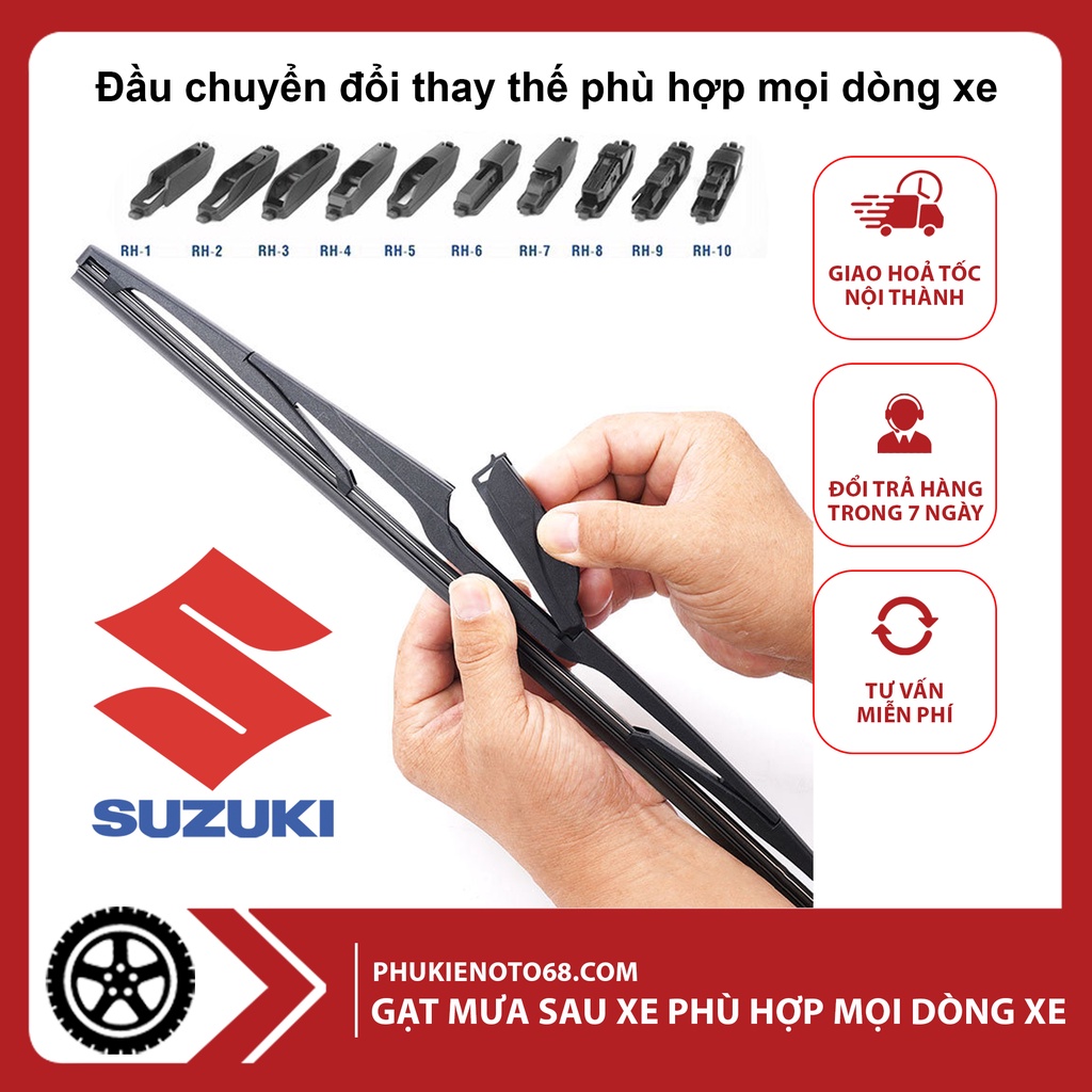 Car Rear Wipers, Rear Wipers for Cars from the Suzuki Swift, Baleno, Grand Vitara, Sx4 S-Cross, Ertiga, Ignis, Xl7, Sx4 Series. Giá 89,000 Đồng*Miễn phí vận chuyển