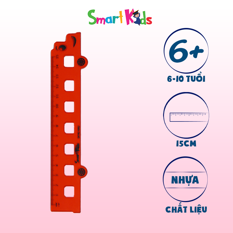Thước kẻ trong suốt 15 cm hình dáng ngộ nghĩnh dành cho các bé tiểu học từ 5 đến 10 tuổi Smartkids