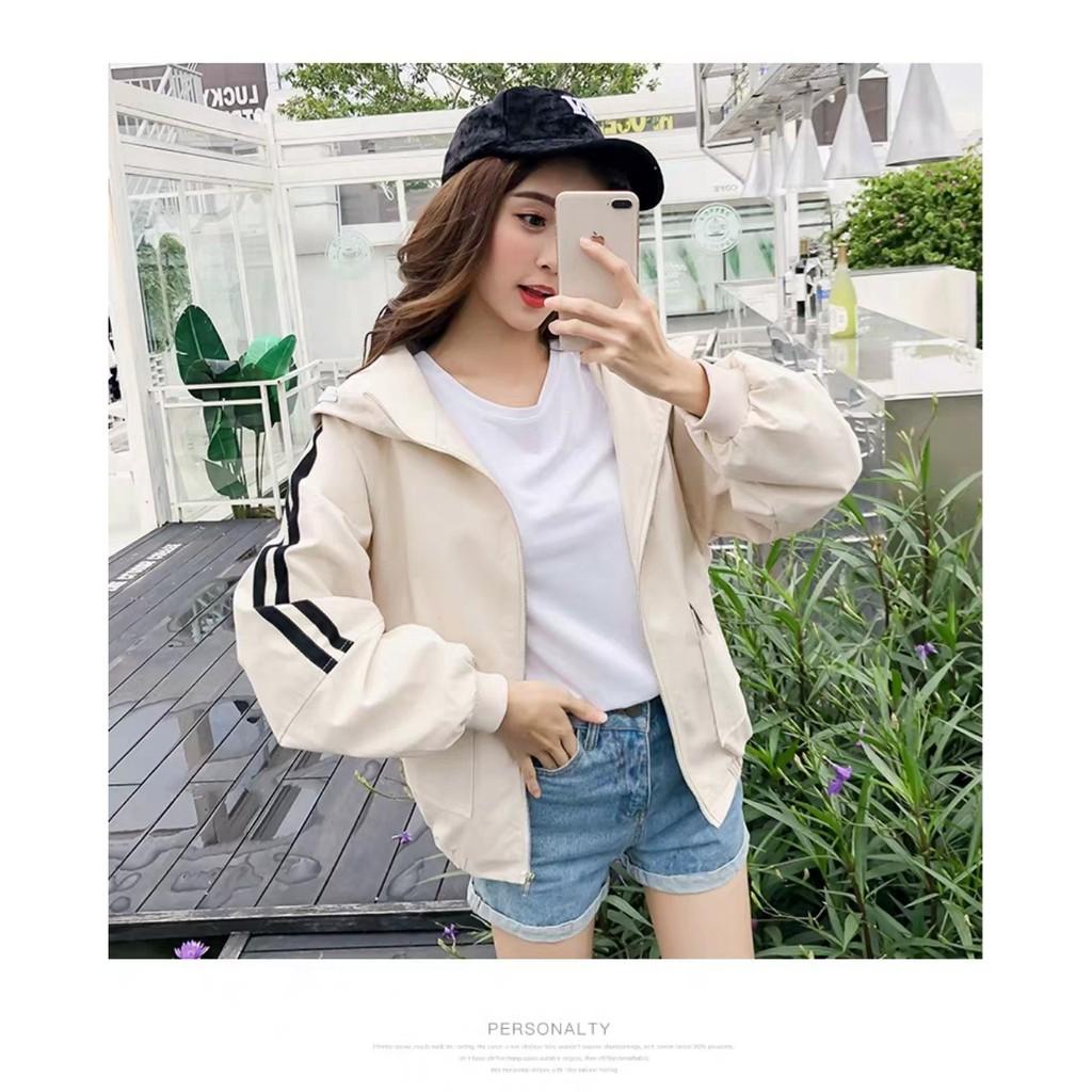 [HCM][QN] Áo khoác gió nữ đẹp hai tay chạy sọc xitin siêu hot phối đẹp-M023-Áo khoát nữ rẻ + Áo khoác nữ hot + Áo dù 2 lớp + Khoác nữ teen + Áo khoác dù mỏng nữ