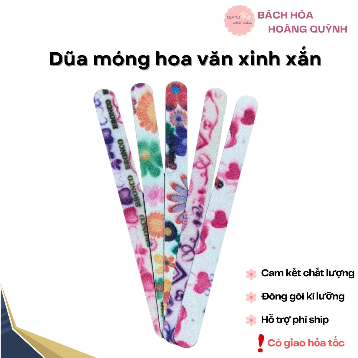 0Combo 5 cây dũa móng tay,móng chân 2 mặt hình hoa dễ thương.