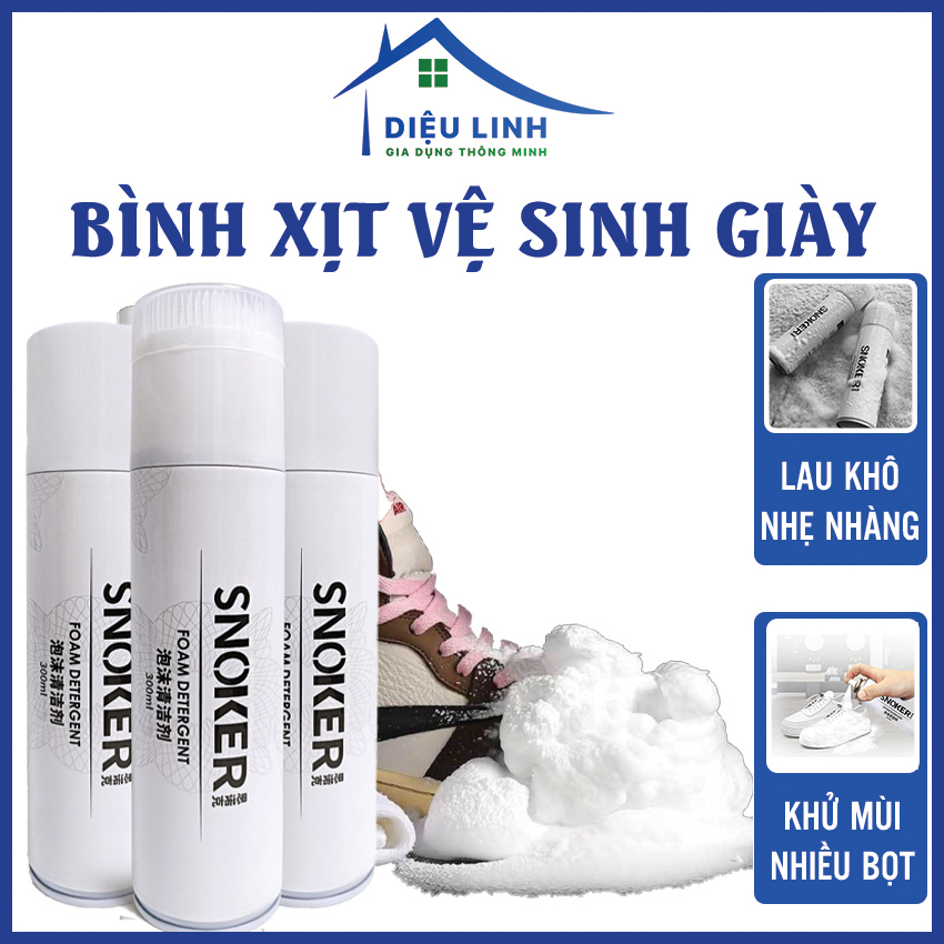 Chai vệ sinh giày - Chai xịt tạo bọt vệ sinh giày Snoker cao cấp - Chai tẩy trắng giày, tẩy sạch mọi vết bẩn Dieulinhshop