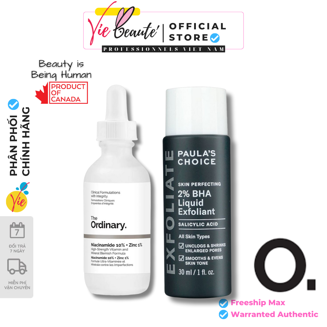 COMBO Paula's Choice BHA 2% [30ml] + The Ordinary Niacinamide 10% [30ml] giảm mụn ẩn & se khít lỗ chân lông