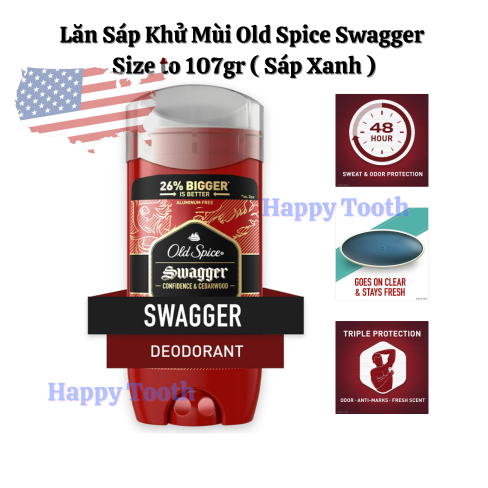 Lăn sáp khử mùi Old Spice Swagger sáp xanh size to 107gr chính hãng Mỹ
