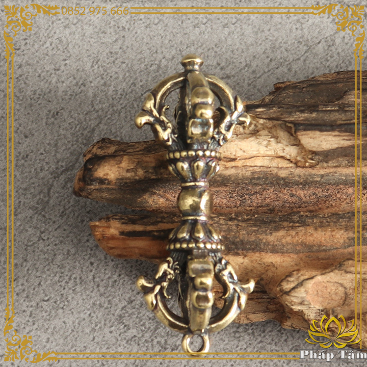 Móc Khóa Phật Giáo Mật Tông Chày Kim Cương Chử Mật Tông Hai Mũi Đồng Nguyên Khối - Pháp Tâm