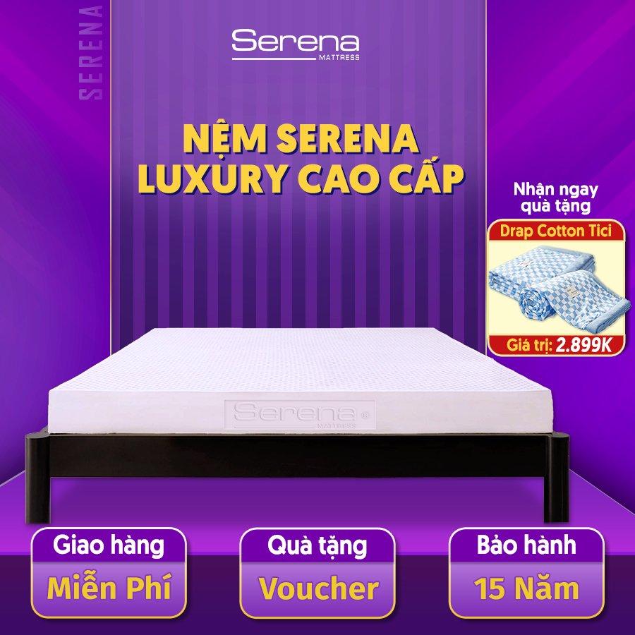 Sale off: 20% – Nệm cao su thiên nhiên 5cm 10cm SERENA luxury chính hãng chuẩn khách sạn 5 sao đệm nệm nằm ngủ cao su non thiên nhiên cao cấp