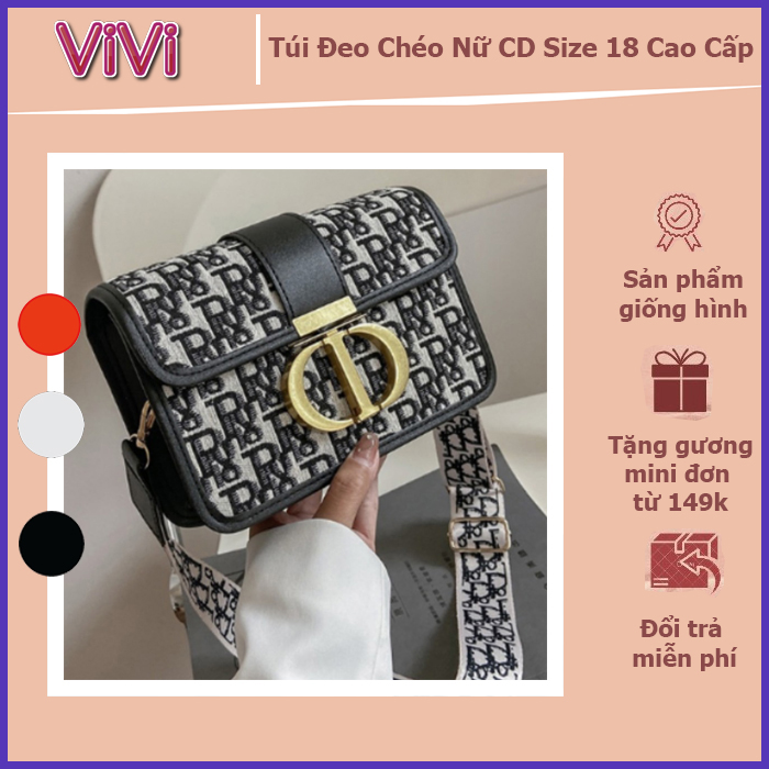 _ Túi đeo chéo nữ VIVI họa tiết chữ kèm dây đeo chéo bản to thời trang cao cấp size 18, túi đeo chéo thời trang sang trọng, túi đeo chéo đi chơi chất lượng cao - ViVi Botique
