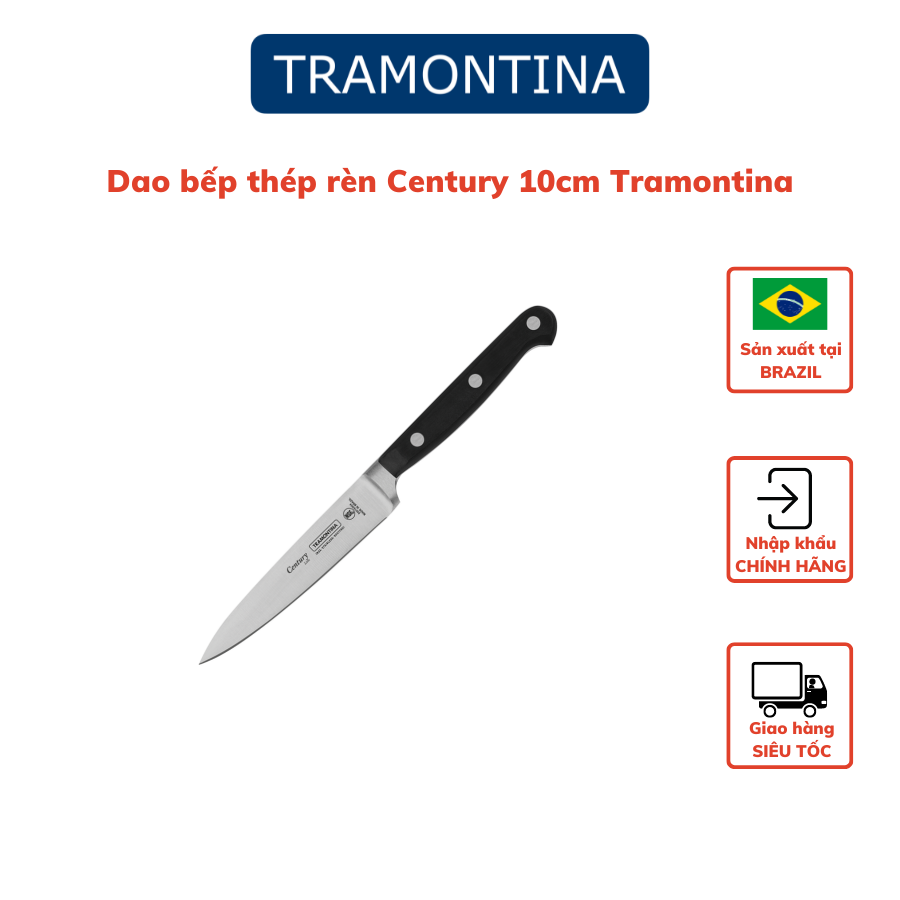 Dao Gọt Hoa Quả Tramontina Century 10cm Thép Rèn Cao cấp Nhập Khẩu Brazil.