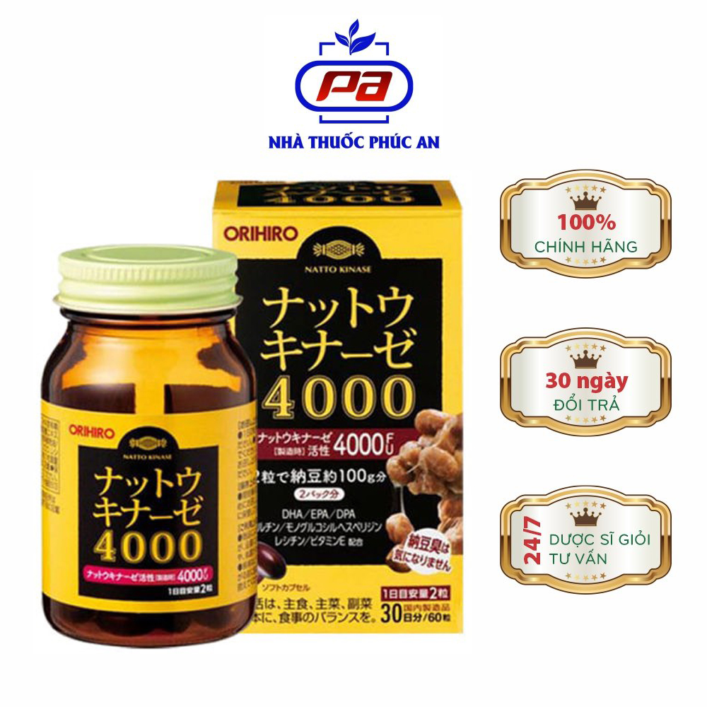 Viên uống chống đột quỵ tai biến Natto Kinase 4000FU Orihiro Nhật Bản 60