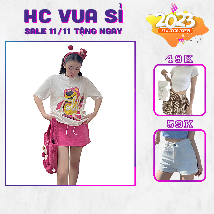 Áo thun unisex nam nữ HCVUASI, áo phông 3158 tay lỡ form rộng gấu Panda chất cotton khô - Hàng xuất xịn HC70
