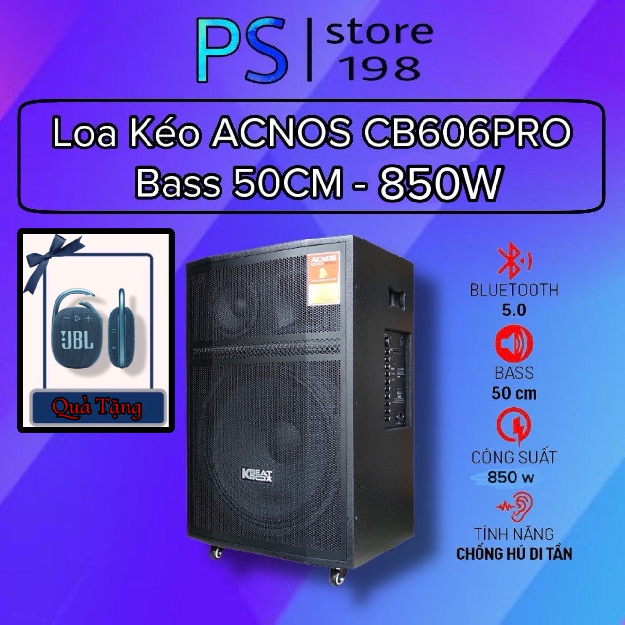 [FREESHIP TOÀN QUỐC] Loa Kéo Karaoke ACNOS CB606PRO - bass 50cm - 850w - hàng chính hãng - bảo hành 12 tháng