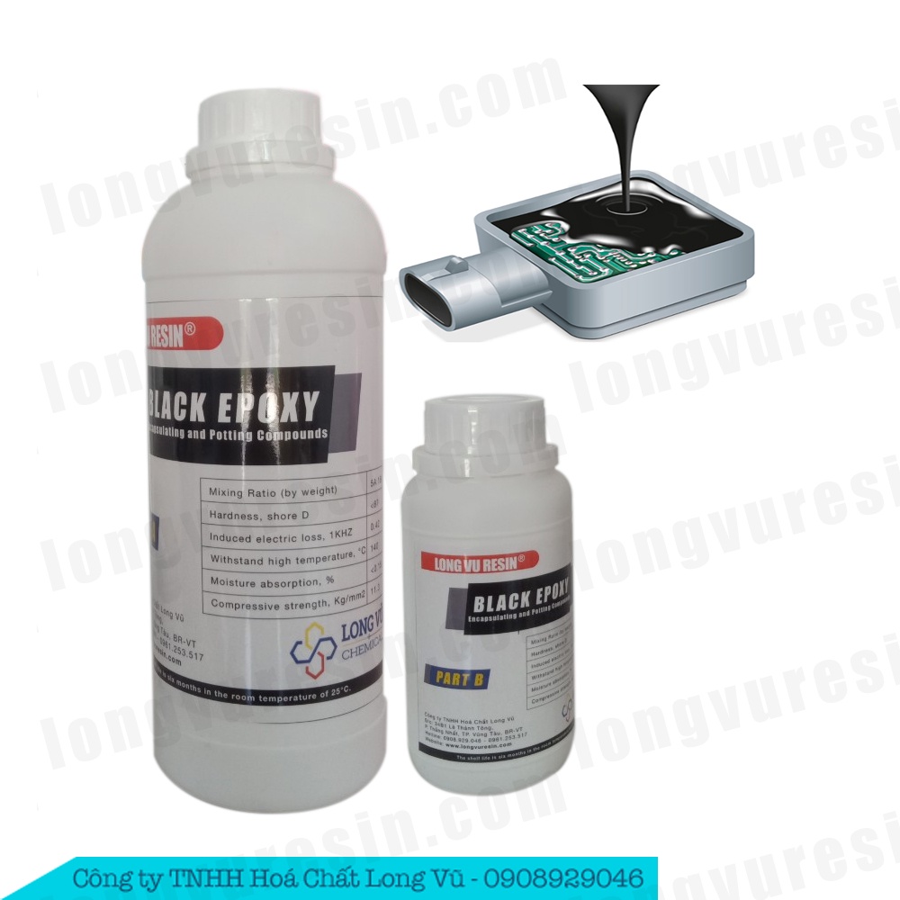 Black epoxy ab 51ab 1kg - keo phủ mạch điện tử