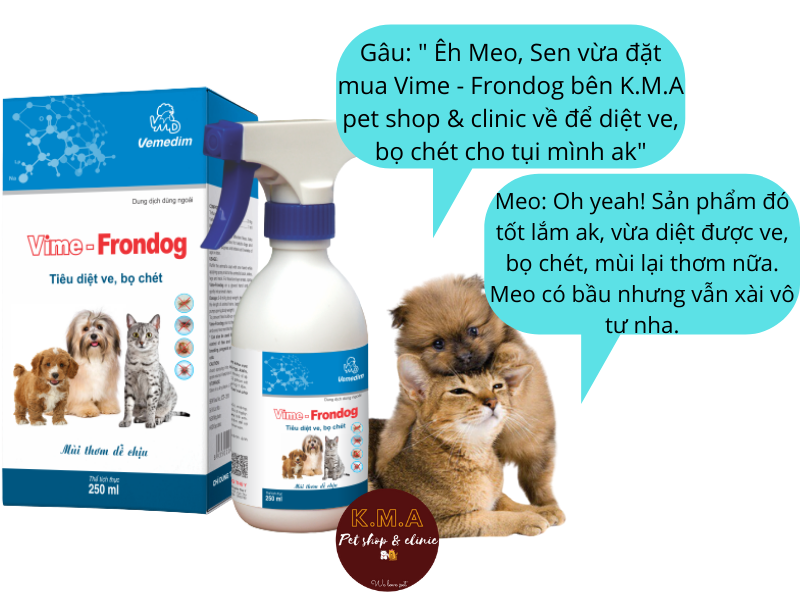 Vime Frondog - Xịt ve rận bọ chét chó mèo chai 250ml mùi dễ chịu, hiệu quả cao