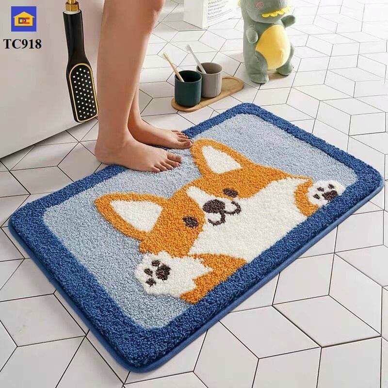 Thảm lau chân💖freeship💖 thảm lau chân họa tiết chú cún fox suritham15 cao cấp