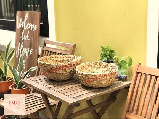 Combo 2 tô tròn đựng trái cây đan lục bình Smile Decor