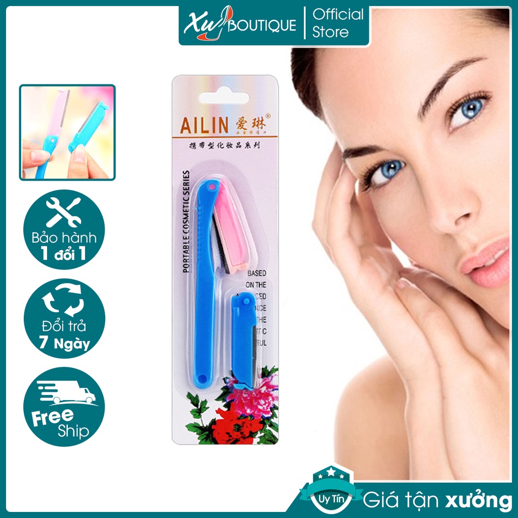 Bộ Dao Cạo, Tỉa Lông Mày Tóc Mái 2 Lưỡi Dạng Gấp Ailin - Giá Rẻ