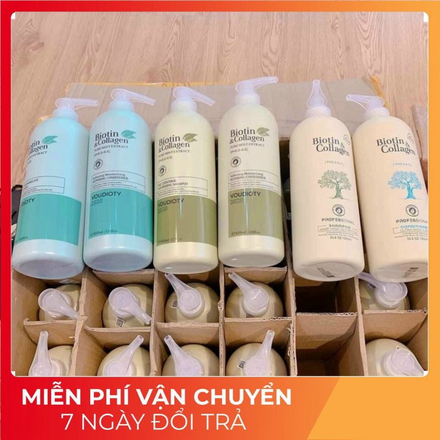 COMBO Cặp Dầu Gội Xả BIOTIN & COLLAGGEN Mẫu Mới Trắng, Xanh Dương , Vàng , Xanh Lá 1000ml