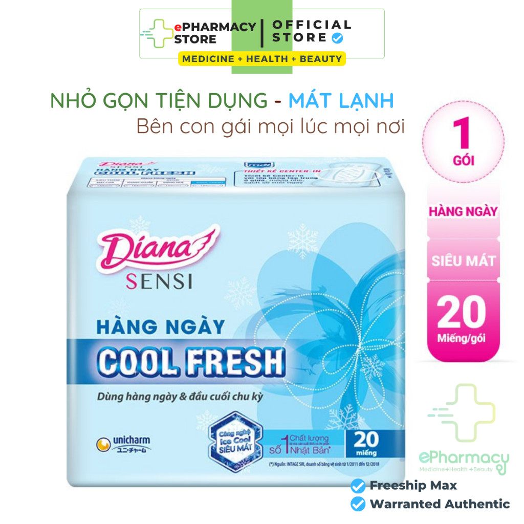 BVS Hằng Ngày Diana Sensi - Băng Vệ Sinh Diana Hàng Ngày SenSi Cool Fresh 20 Miếng / 40 Miếng