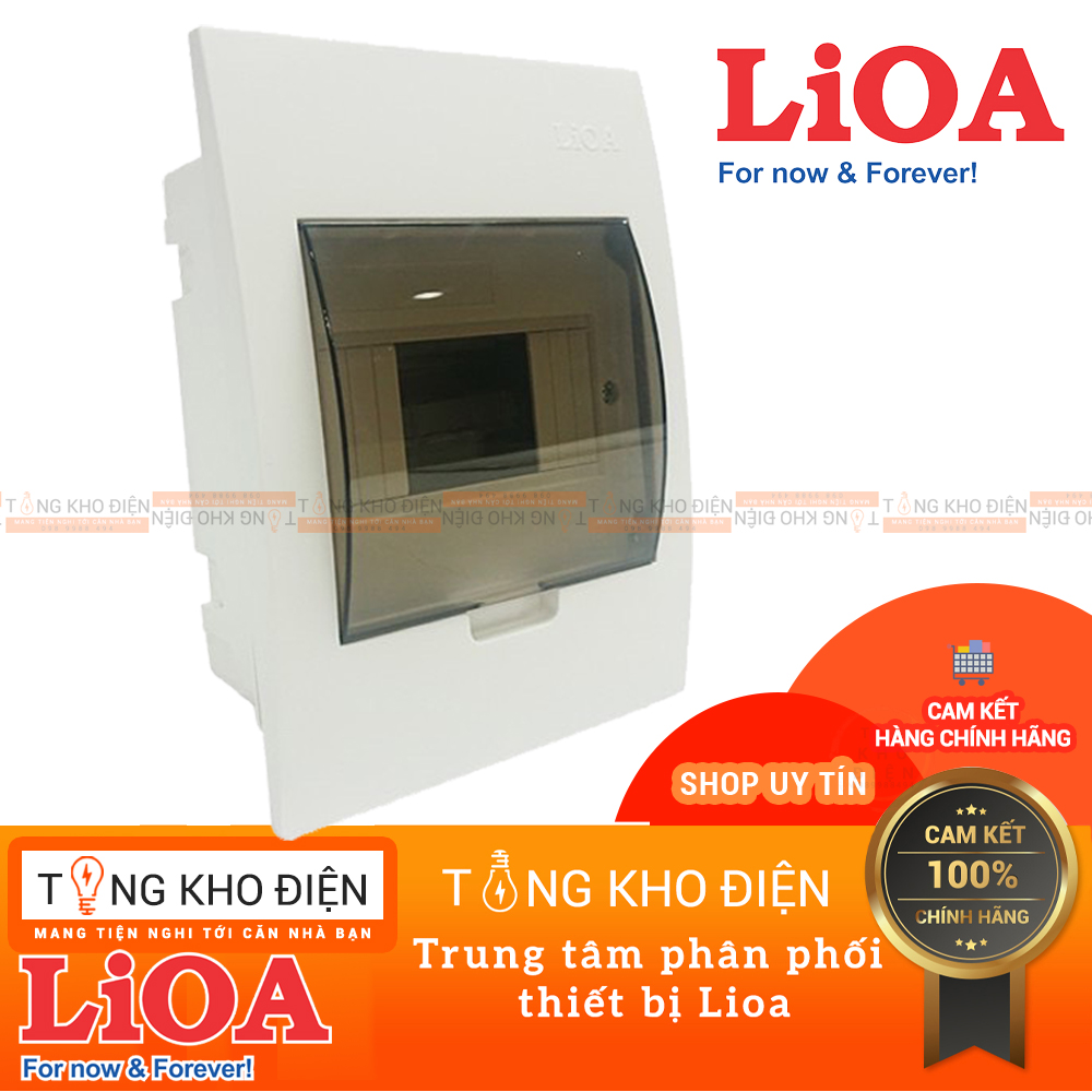 Tủ điện lioa đế nhựa dùng cho mcb, mccb, rcbo chứa 4 đến 8 aptomat