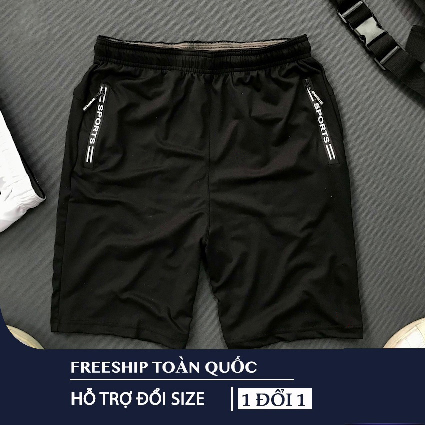 [Freeship-04 màu] Quần short thun lạnh thể thao 2 túi khoá kéo vải dày đẹp size từ 40-87kg-QSTT210