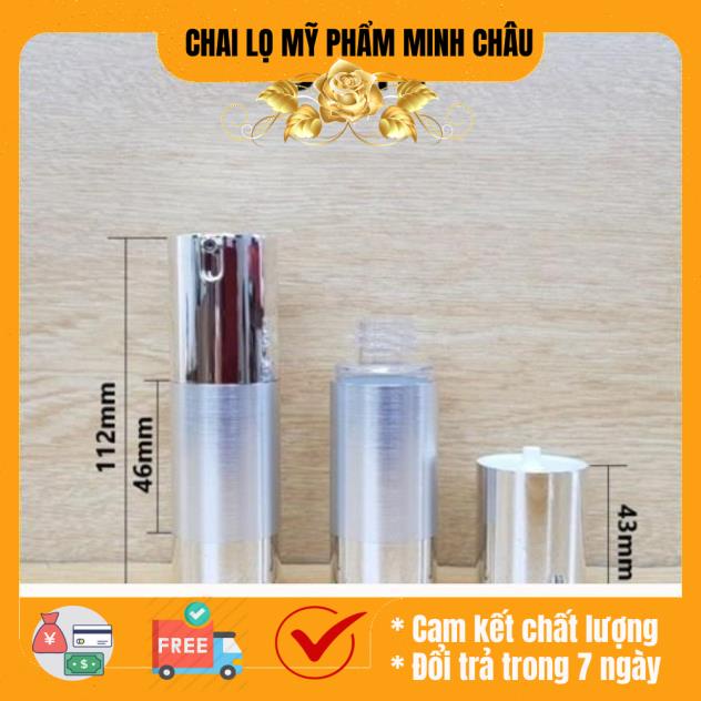 Chai xịt giọt hút chân không Cao cấp 15ml/30ml/50ml Thân xi bạc Nắp bạc chiết mỹ phẩm