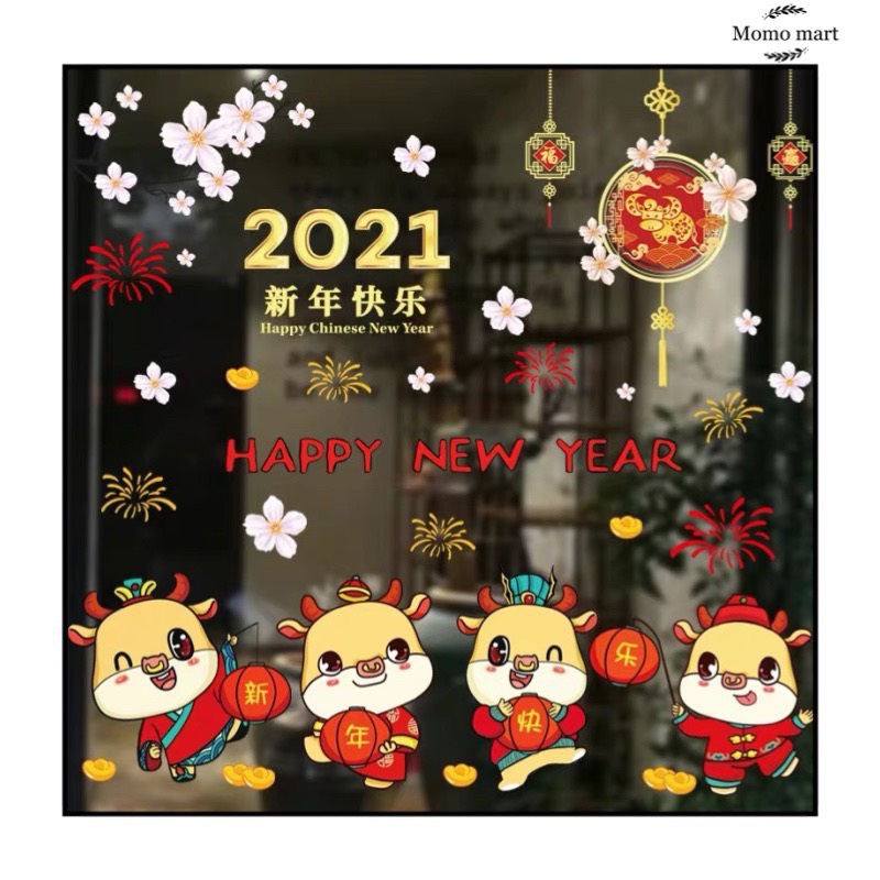 [ FREESHIP] Tổng hợp 6 mẫu decal trang trí tết năm mới 2021 được in trên giấy PP cao cấp, tích hợp thêm lớp Decal và phủ bóng bảo vệ