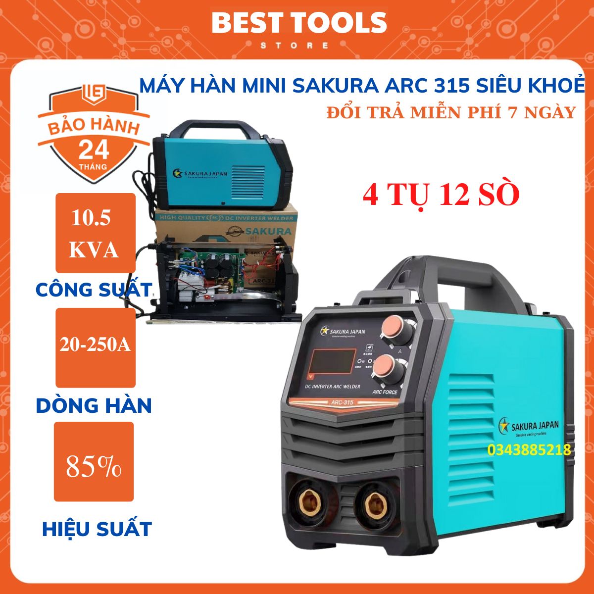 Máy hàn điện tử SAKURA arc 315 nhật bản chất lượng vượt trội - Máy hàn mini SAKURA chính hãng cao cấp