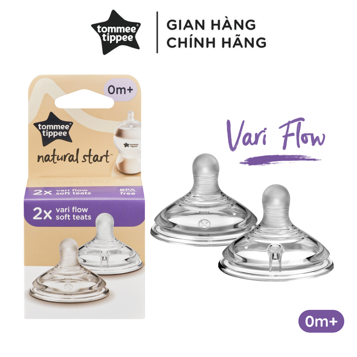 Núm ty silicon siêu mềm tự nhiên cho bé Tommee Tippee Natural Start Vari Flow từ sơ sinh