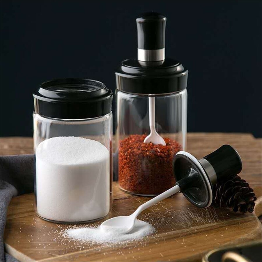 Lọ thủy tinh đựng gia vị - Lọ đựng gia vị kèm muỗng mẫu mới 250ml - Hủ đựng gia vị thuỷ tinh