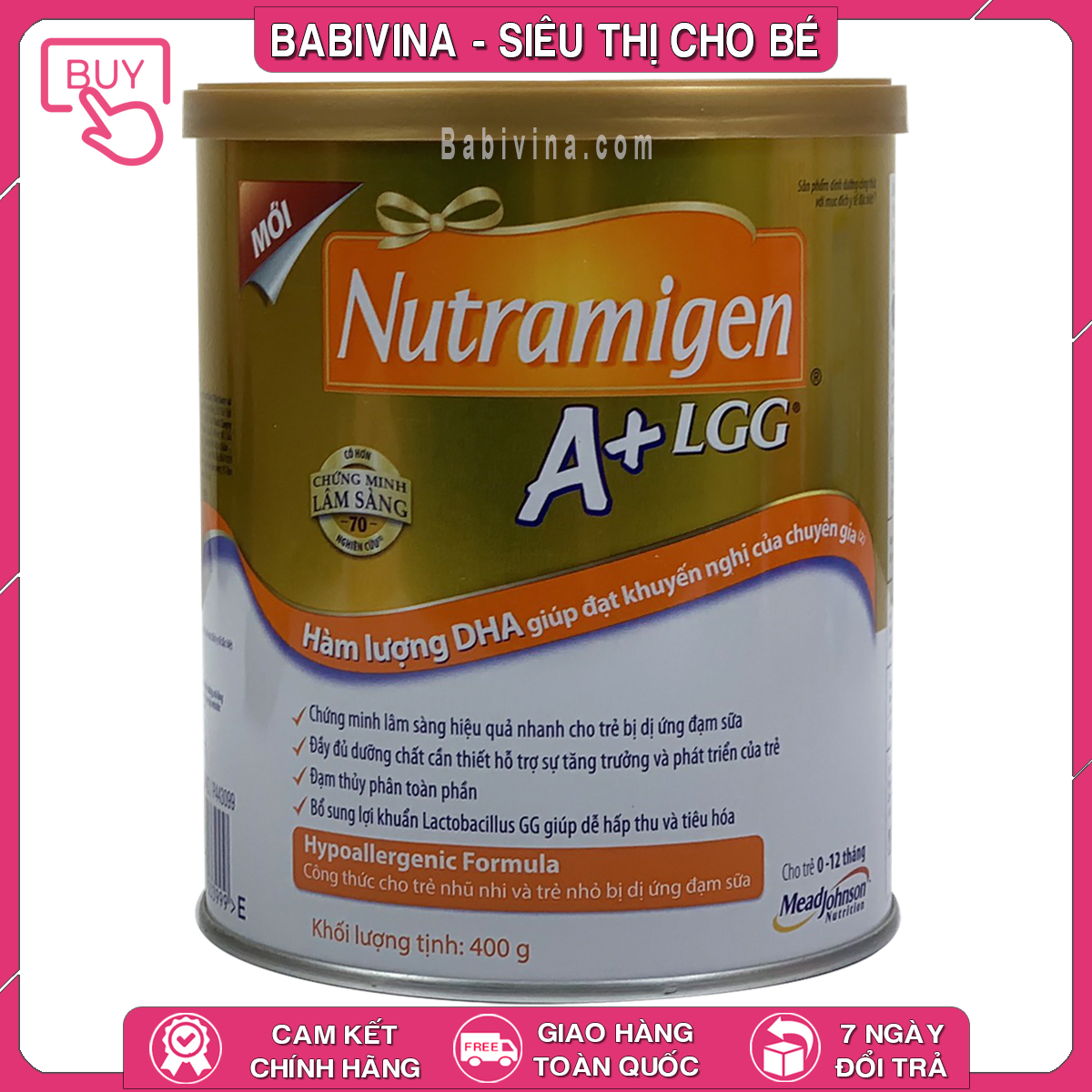 [CHÍNH HÃNG] Sữa Enfa Nutramigen A+ LGG 400g | Dinh Dưỡng Cho Trẻ Từ 0-12 Tháng Tuổi, Dị Ứng Đạm Sữa Bò, Bất Dung Nạp Lactose | Hãng Meadjohnson Hoa Kỳ, Chính Hãng Enfa Việt Nam | Babivina